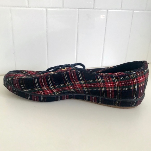 Vintage 1970’s plaid dark academia preppy sneakers lace up flats shoes - Picture 9 of 11